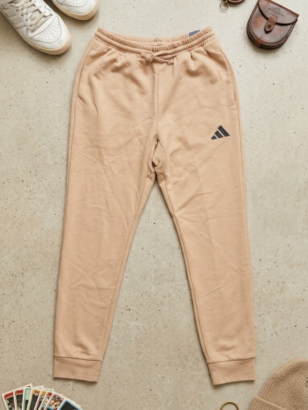 Adidas Feel Cozy Fleece Joggers Warm Sandstone Tan Mens Small Gym Sweatpants NWT